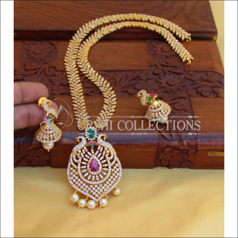 DESIGNER CZ PEACOCK NECKLACE SET UC-NEW2913 - Necklace Set