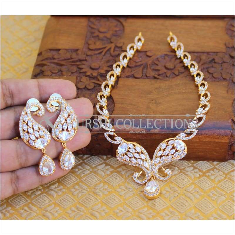 DESIGNER CZ PEACOCK NECKLACE SET UTV389 - Necklace Set