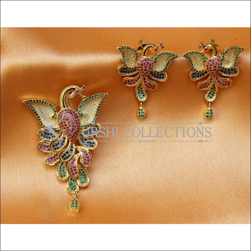 Designer CZ Peacock Pendant Set UC-NEW1844 - Pendant Set