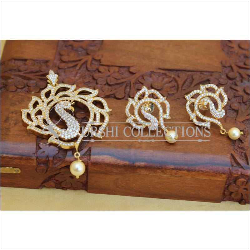 DESIGNER CZ PEACOCK PENDANT SET UC-NEW3023 - Pendant Set