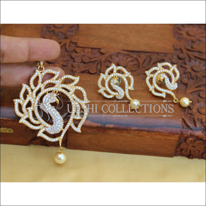 DESIGNER CZ PEACOCK PENDANT SET UC-NEW3023 - Pendant Set