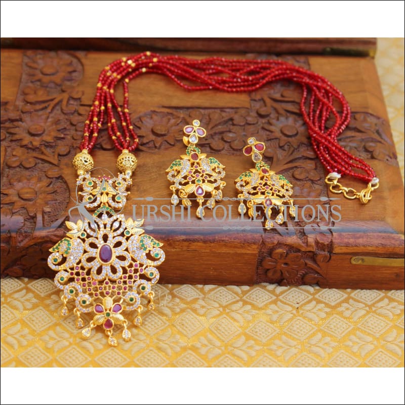 DESIGNER CZ PEACOCK PENDANT SET UTV521 - Pendant Set