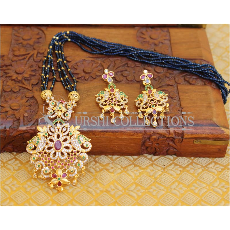 DESIGNER CZ PEACOCK PENDANT SET UTV522 - pendant set