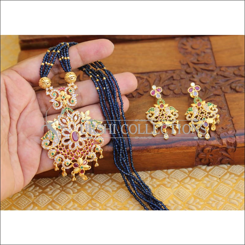 DESIGNER CZ PEACOCK PENDANT SET UTV522 - pendant set