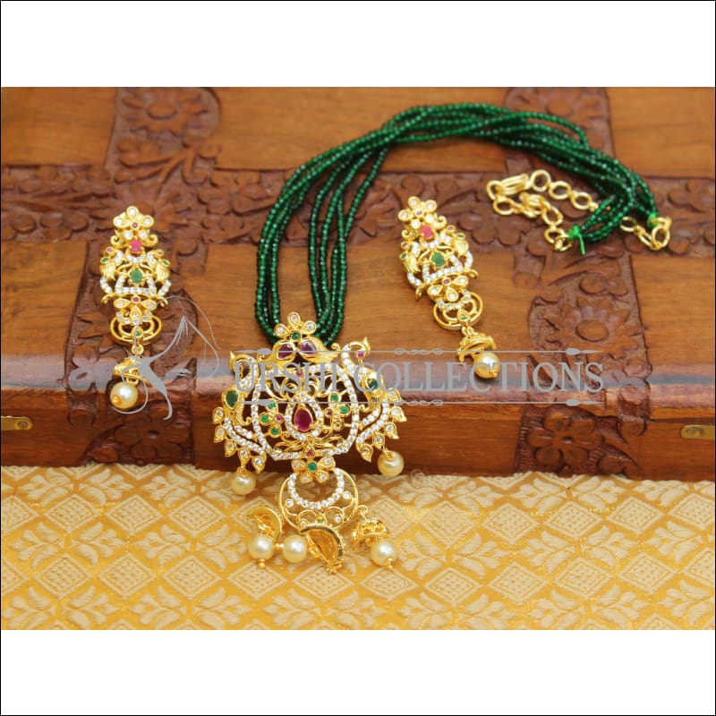 DESIGNER CZ PEACOCK PENDANT SET UTV526 - pendant set