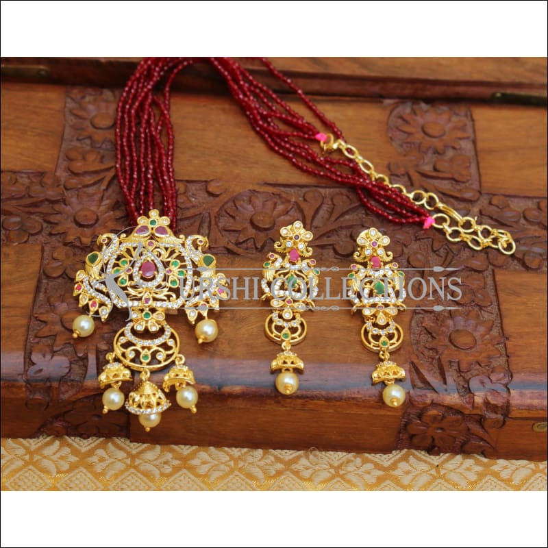 DESIGNER CZ PEACOCK PENDANT SET UTV527 - pendant set