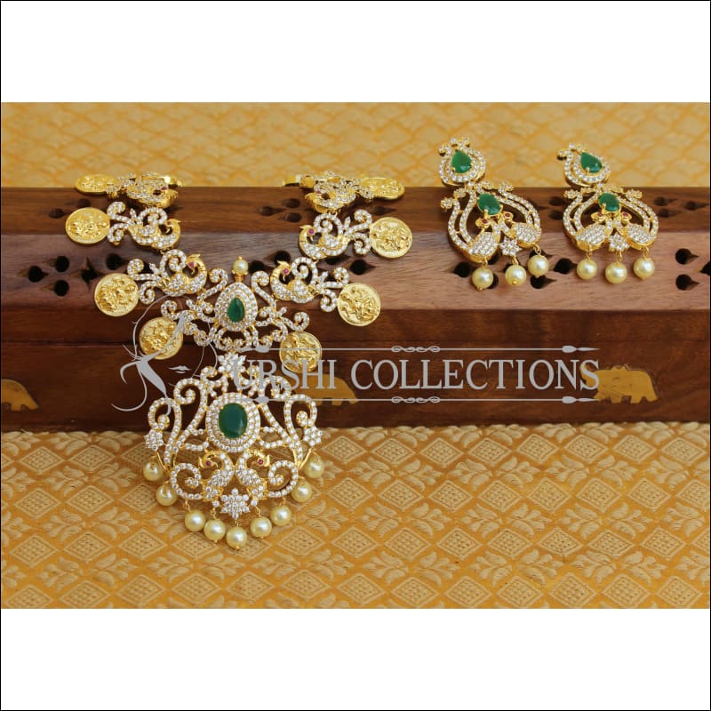 DESIGNER CZ PEACOCK TEMPLE NECKLACE UTV184 - Necklace Set