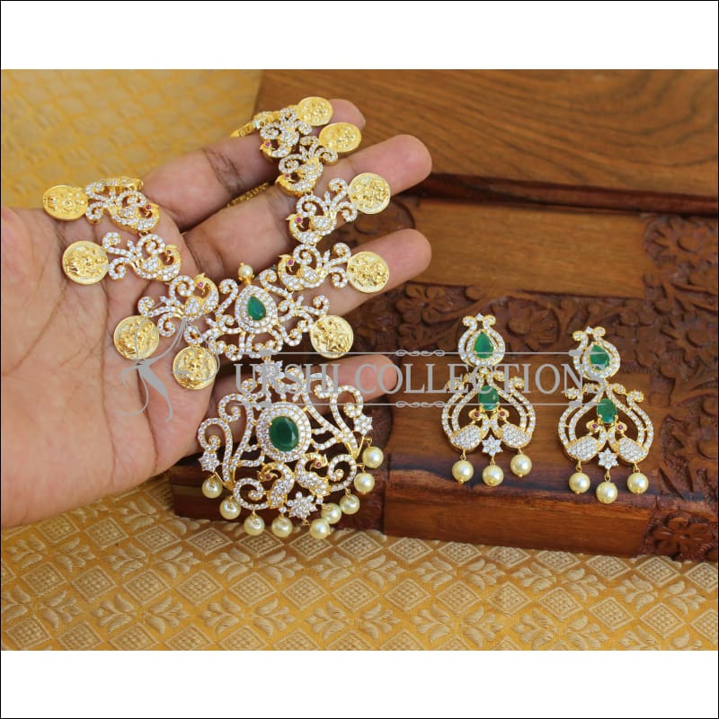 DESIGNER CZ PEACOCK TEMPLE NECKLACE UTV184 - Necklace Set
