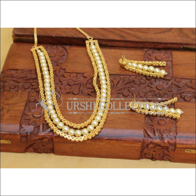 DESIGNER CZ PEARL NECKLACE SET UC-NEW2949 - Necklace Set