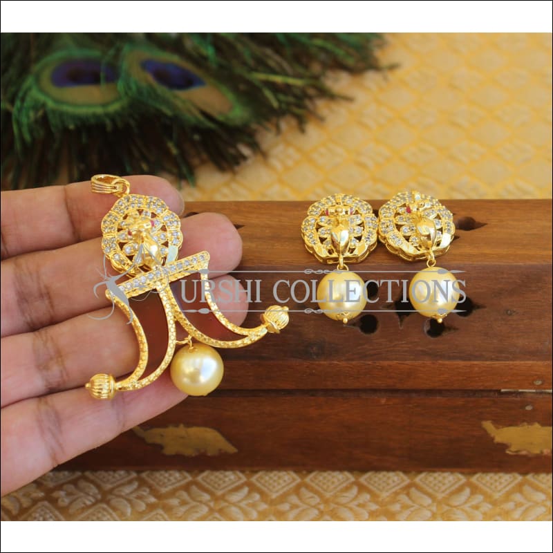 Designer CZ pendant set M391 - pink - Pendant Set