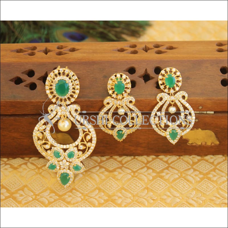 Designer CZ Pendant set M544 - GREEN - Pendant Set