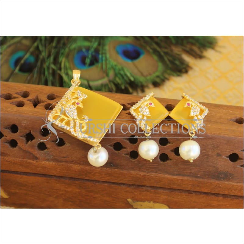 Designer CZ Pendant set M547 - yellow - Pendant Set