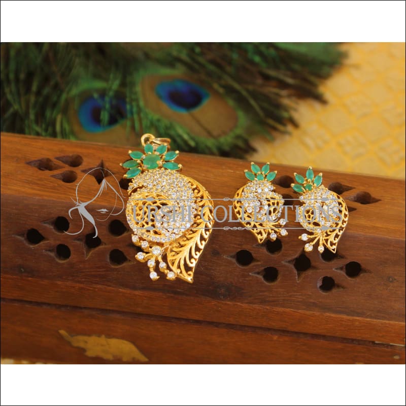 Designer CZ Pendant set M549 - green - Pendant Set