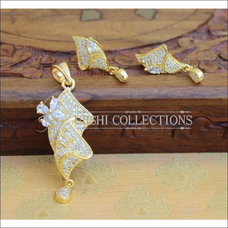 DESIGNER CZ PENDANT SET UC-NEW3161 - White - Pendant Set