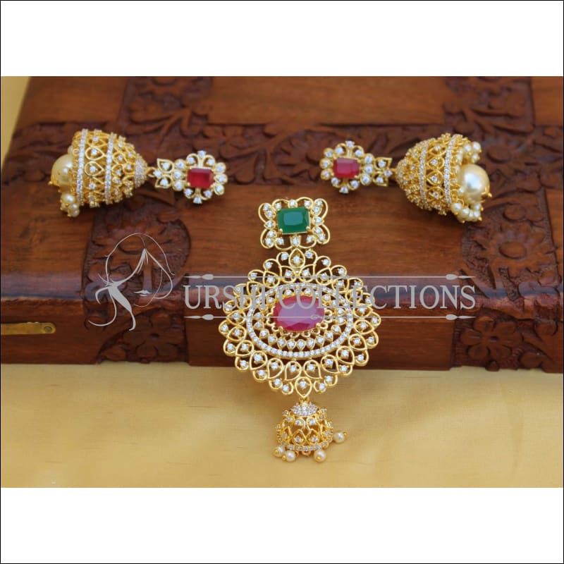 DESIGNER CZ RUBY PENDANT SET UC-NEW3063 - Pendant Set