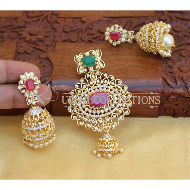 DESIGNER CZ RUBY PENDANT SET UC-NEW3063 - Pendant Set