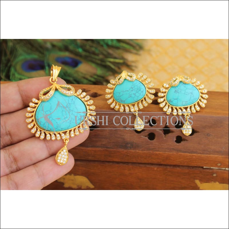 Designer CZ Stone pendant set M407 - Pendant Set