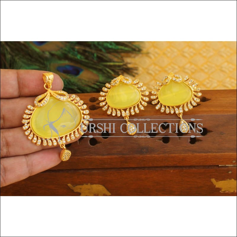 Designer CZ Stone pendant set M410 - Pendant Set