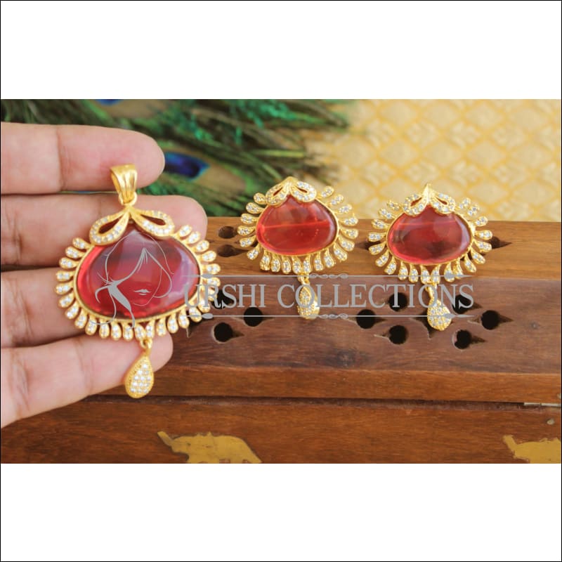 Designer CZ Stone pendant set M411 - Pendant Set