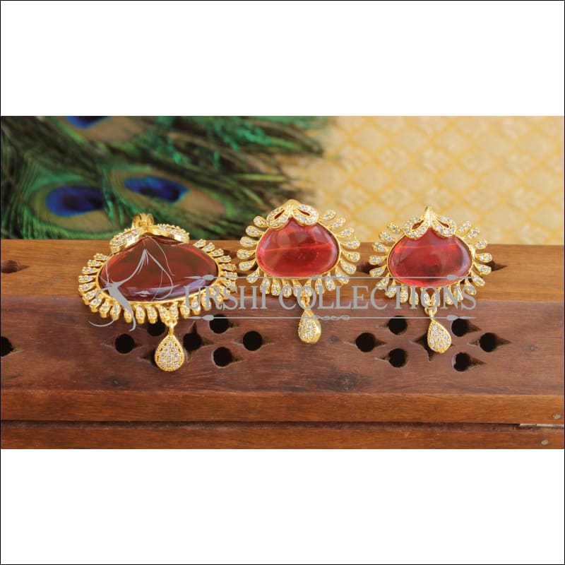 Designer CZ Stone pendant set M411 - Pendant Set