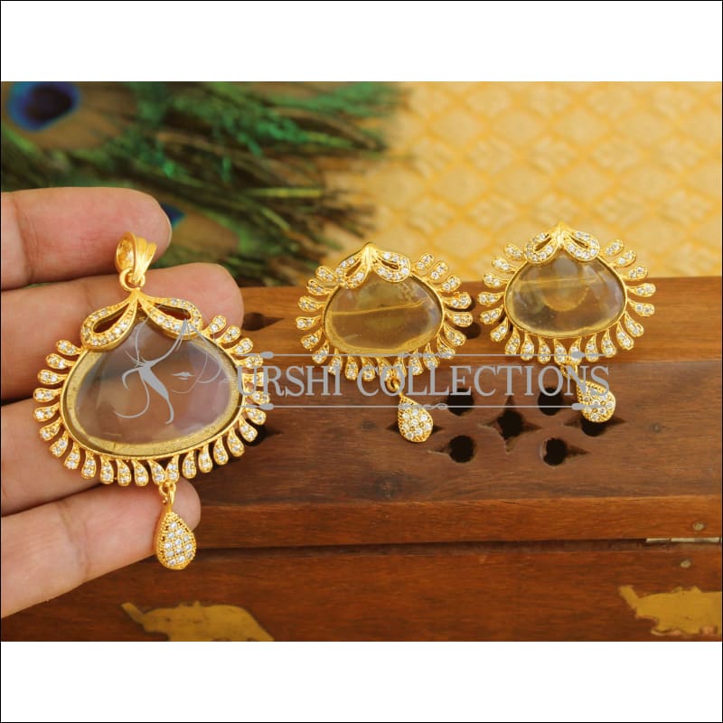 Designer CZ Stone pendant set M412 - Pendant Set