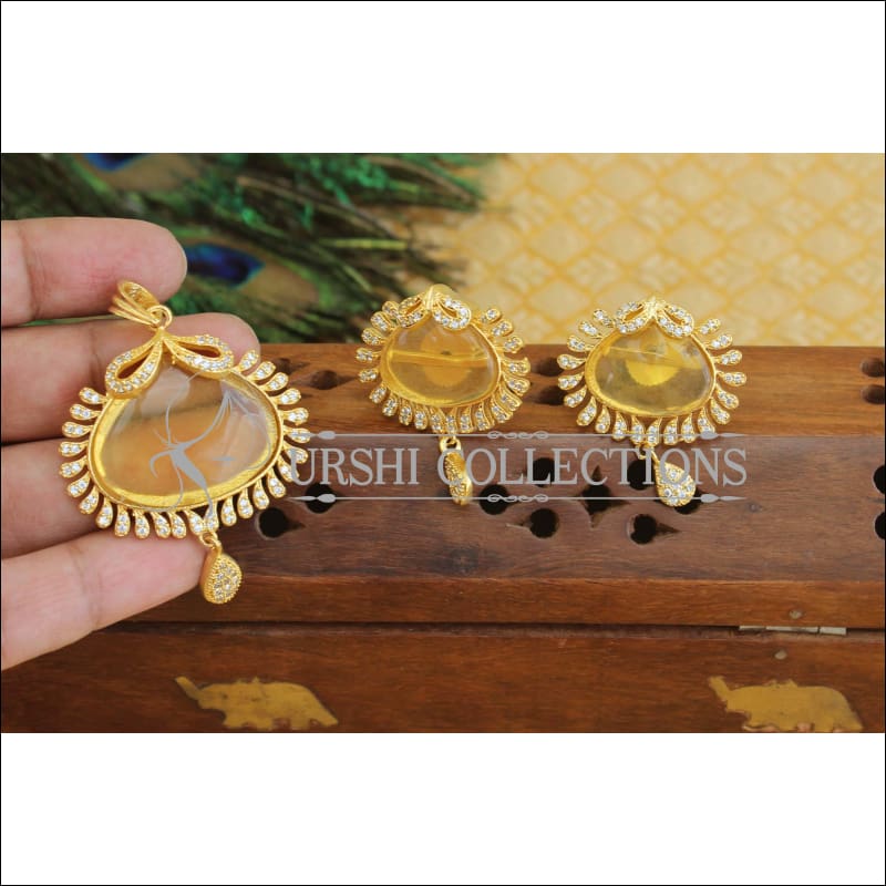 Designer CZ Stone pendant set M414 - Pendant Set