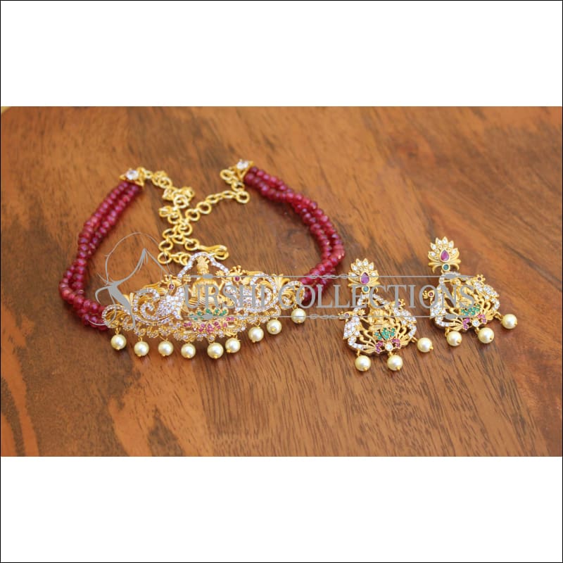 DESIGNER CZ TEMPLE NECKLACE SET UTV265 - Necklace Set