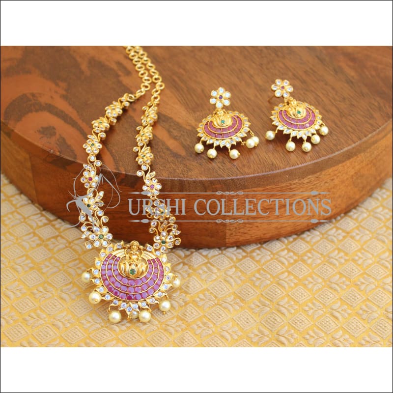 DESIGNER CZ TEMPLE NECKLACE SET UTV271 - Necklace Set