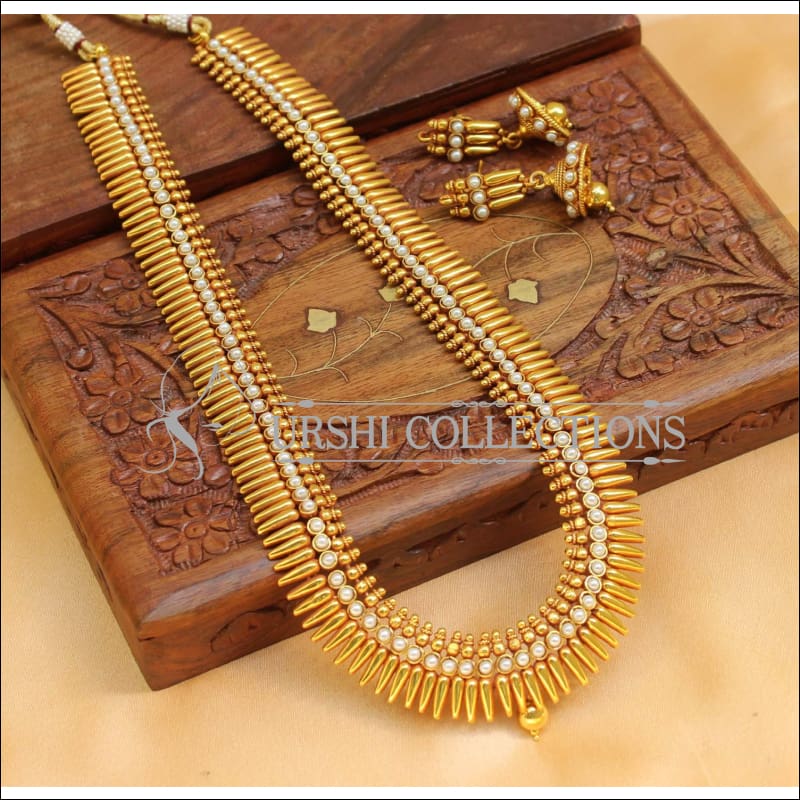 Designer Geru Polish Long Necklace Set UC-NEW2170 - White - Necklace Set