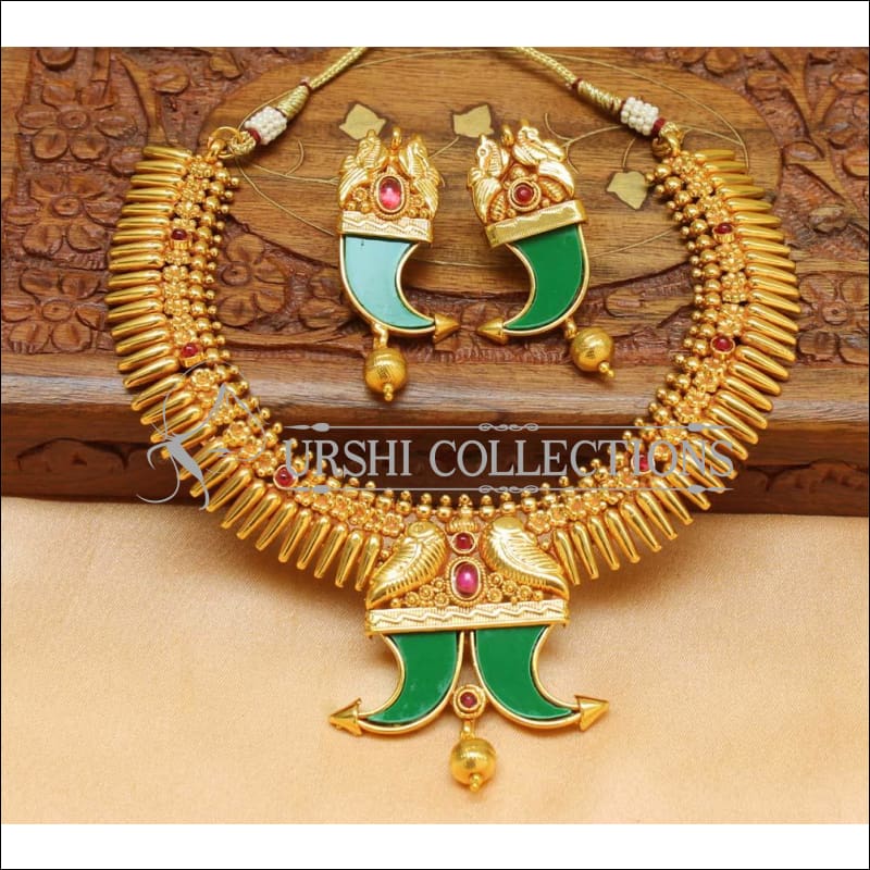 Designer Geru Polish Necklace Set UC-NEW1270 - Green - Necklace Set