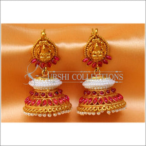 Designer Geru Polish Temple Earrings UC-NEW2050 - Ruby - Earrings