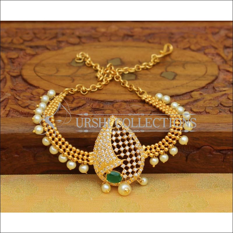 Designer Gold Plated CZ Bajuband UC-NEW962 - Green - BAJUBAND