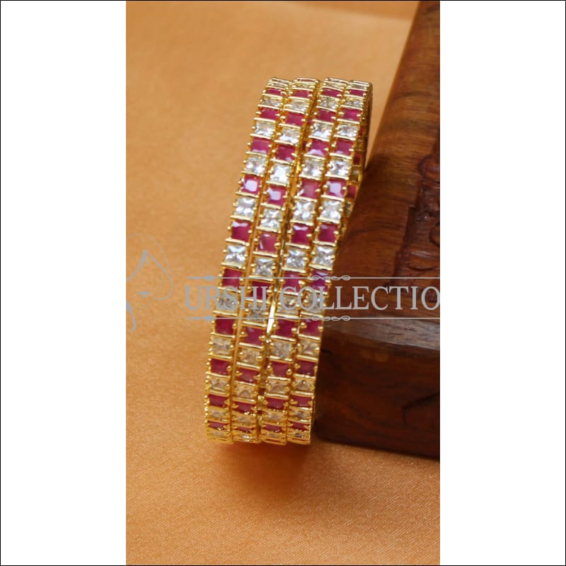 Designer Gold Plated CZ Bangle Set UC-NEW2343 - Bangles