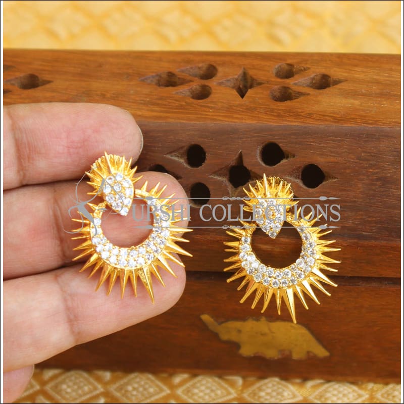 Designer gold plated CZ earrings M357 - EARRINGS