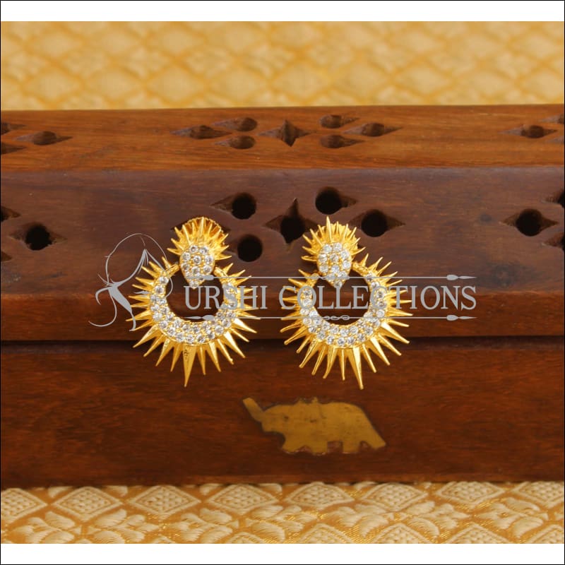 Designer gold plated CZ earrings M357 - EARRINGS