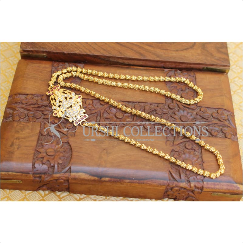 DESIGNER GOLD PLATED CZ LAKSHMI MOPPU CHAIN UTV836 - Moppu chain