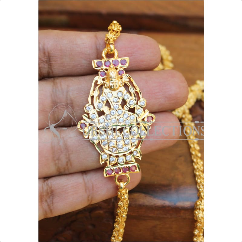 DESIGNER GOLD PLATED CZ LAKSHMI MOPPU CHAIN UTV836