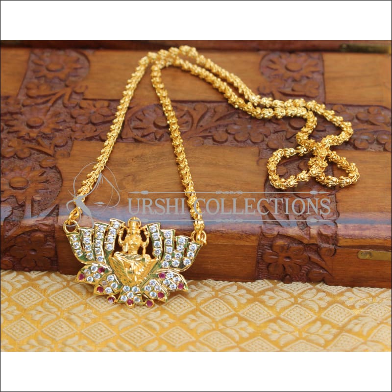 DESIGNER GOLD PLATED CZ LAKSHMI NECKLACE UTV865 - Necklace Set