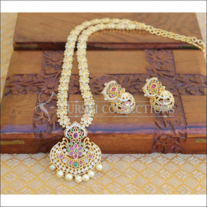 DESIGNER GOLD PLATED CZ LONG NECKLACE SET UTV199 - Necklace Set