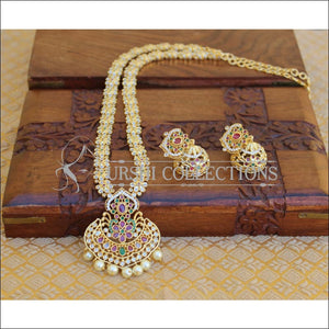 DESIGNER GOLD PLATED CZ LONG NECKLACE SET UTV199 - Necklace Set