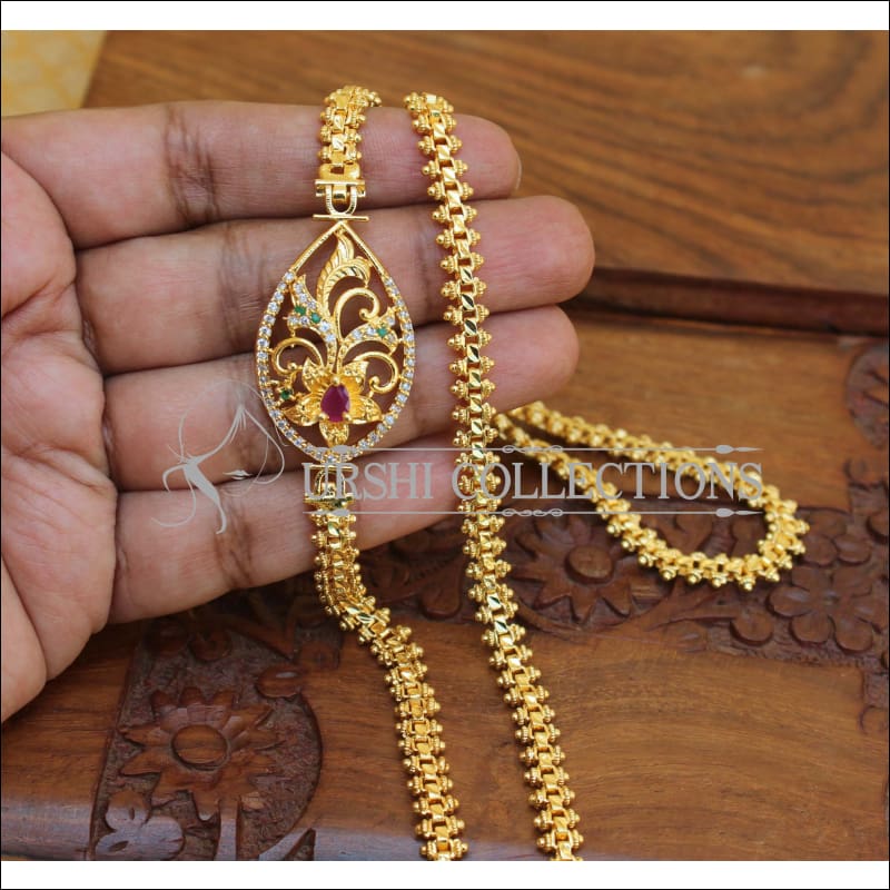 DESIGNER GOLD PLATED CZ MOPPU CHAIN UTV831 - Moppu chain