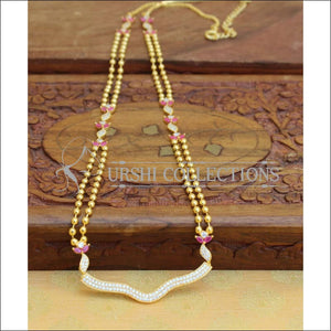 Designer Gold Plated CZ Necklace Set UC-NEW2005 - Red & White - Necklace Set