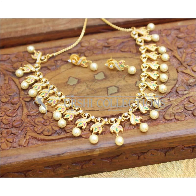 Designer Gold Plated CZ Necklace Set UC-NEW2010 - Necklace Set