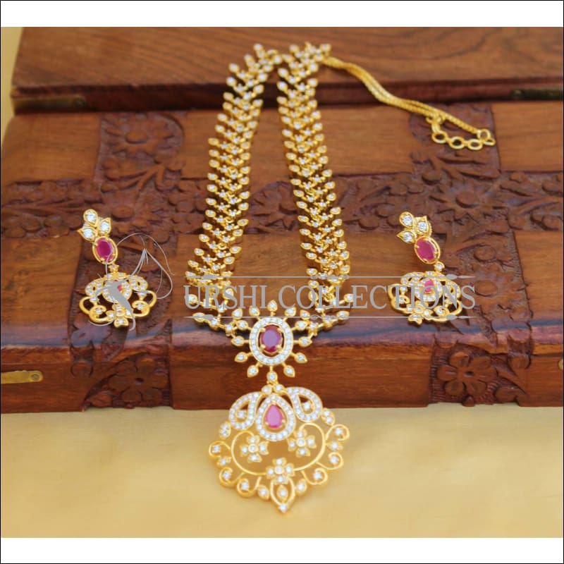 Designer Gold Plated CZ Necklace Set UC-NEW2017 - Necklace Set