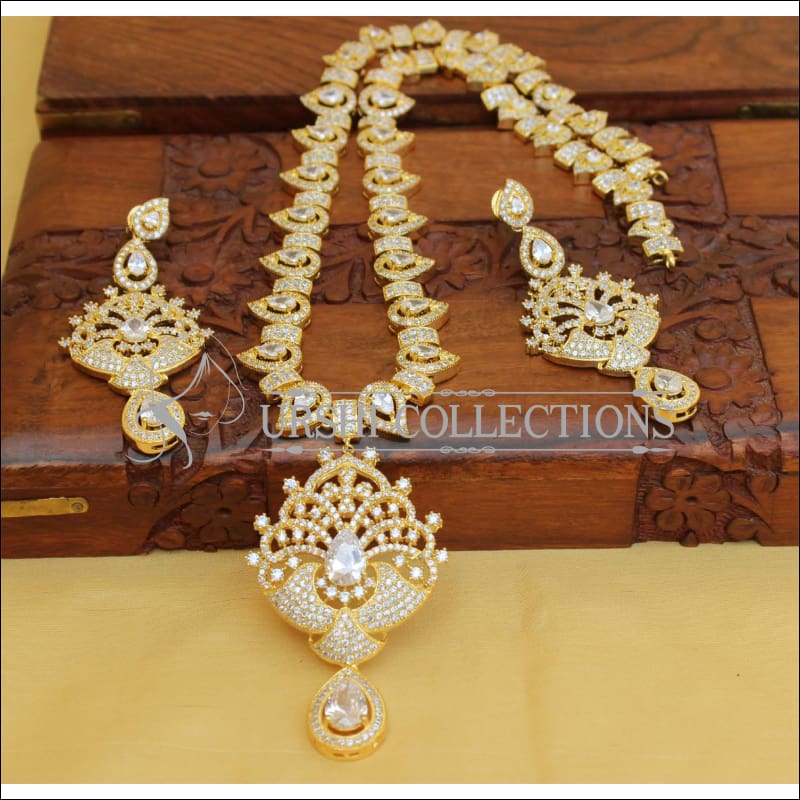 Designer Gold Plated CZ Necklace Set UC-NEW2378 - White - Necklace Set