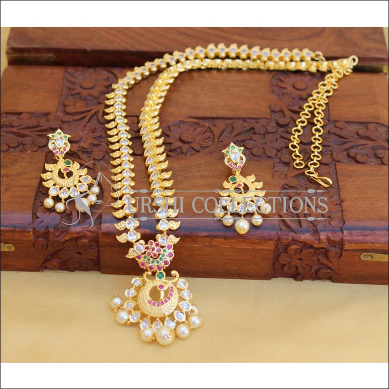 DESIGNER GOLD PLATED CZ NECKLACE SET UTV427 - Necklace Set