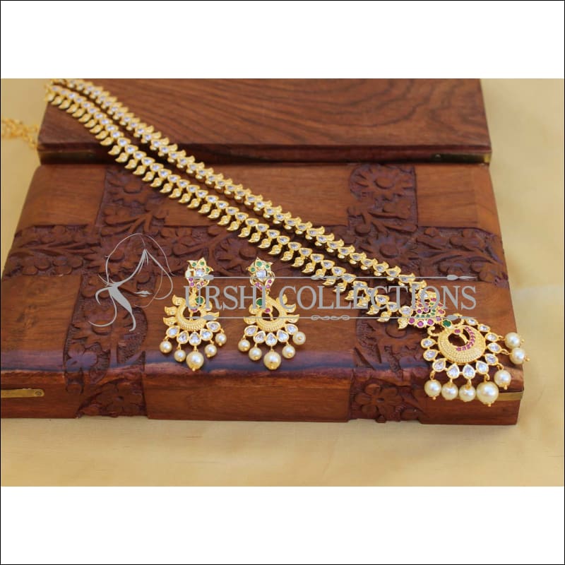 DESIGNER GOLD PLATED CZ NECKLACE SET UTV427 - Necklace Set