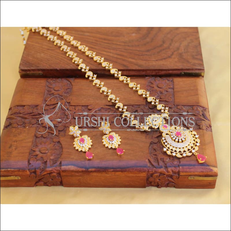 DESIGNER GOLD PLATED CZ NECKLACE SET UTV457 - Necklace Set