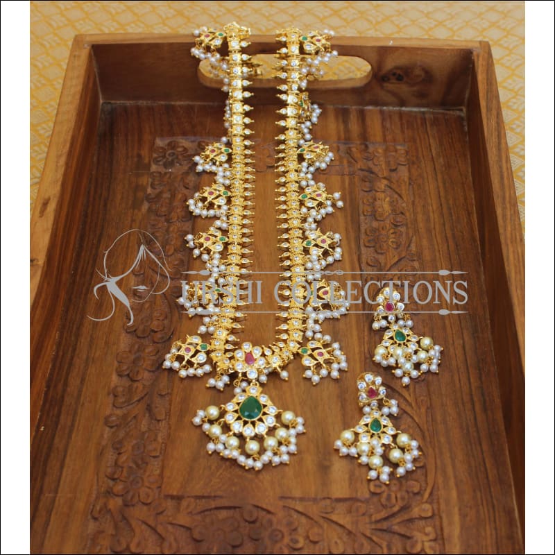 DESIGNER GOLD PLATED CZ NECKLACE SET UTV657 - Necklace Set