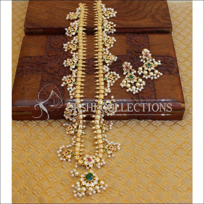 DESIGNER GOLD PLATED CZ NECKLACE SET UTV657 - Necklace Set